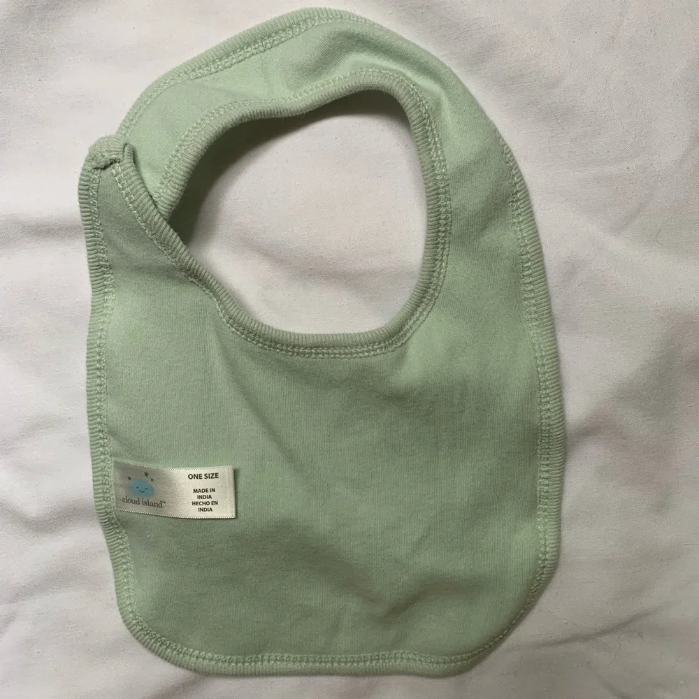 Cloud Island bibs - set of 4. Green and yellow.